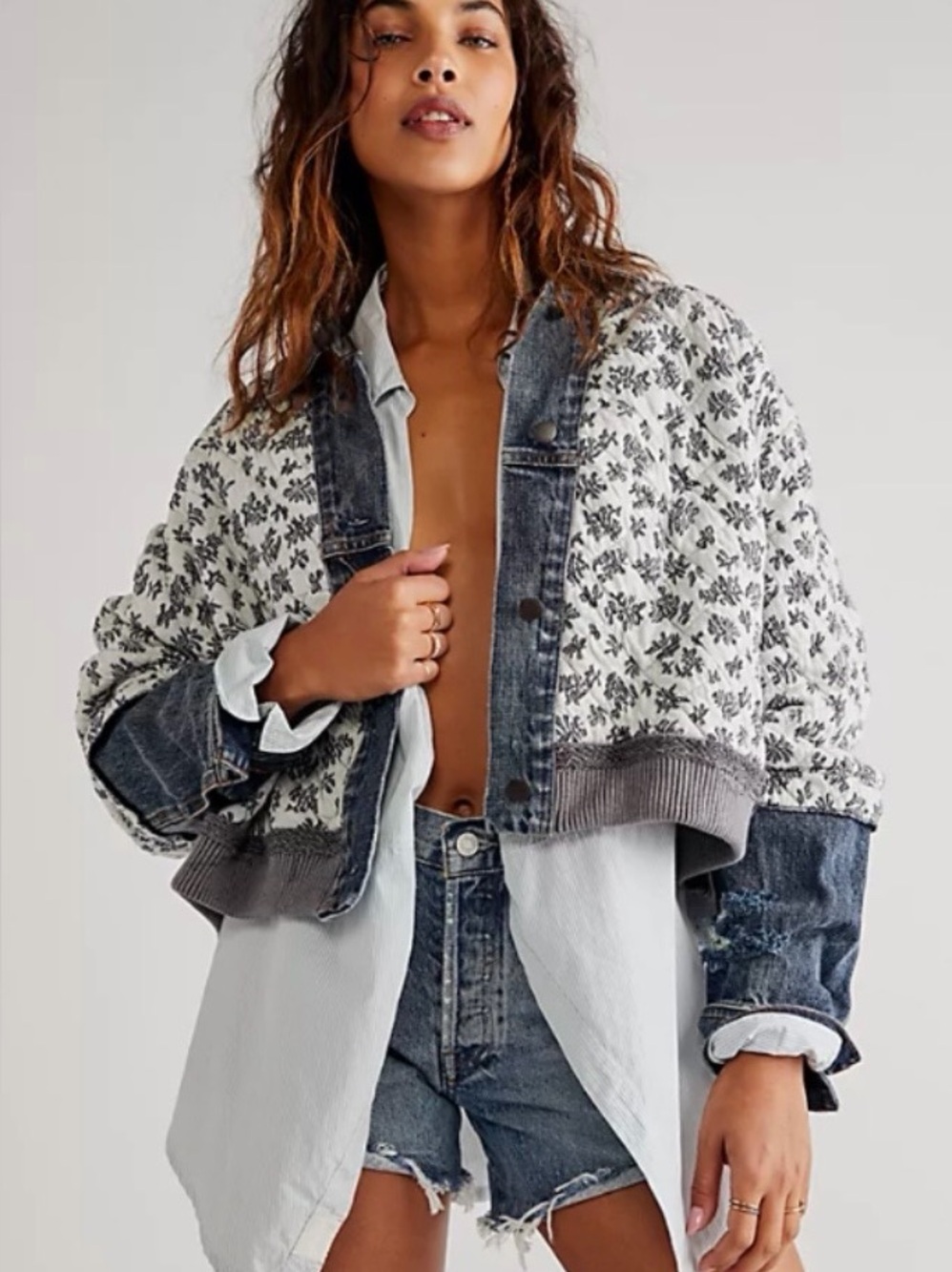 Free People Ditsy Denim Jacket Size XS/S